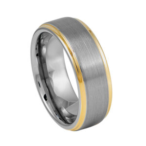 Agolla gris mate al centro con orilla dorada e interior gris Tungs. 8mm