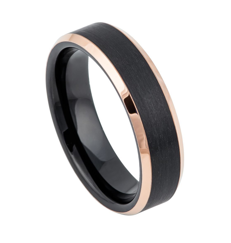 Argolla negra con orilla rosada con interior negro 6mm Tungs.