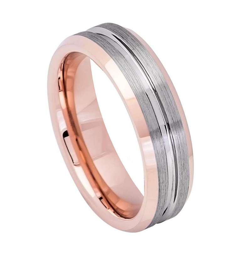 Argolla rosado mate y color plateado Tungs. 6mm