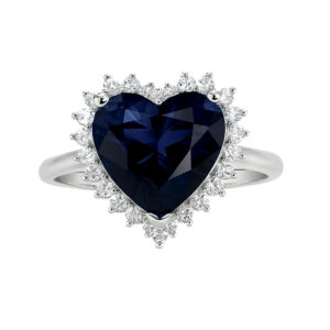 Anillo de promesa con circonia de corazón al centro y halo de circonias plata