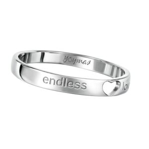 Argolla de promesa con corazón troquelado y frase endless love plata