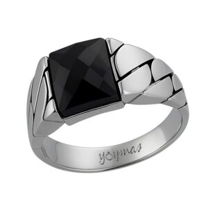 Anillo con circonia rectangular plata