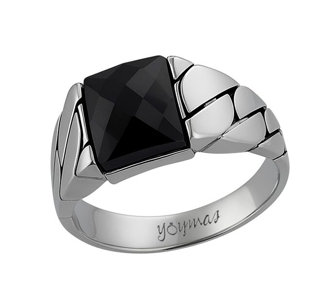 Anillo con circonia rectangular plata