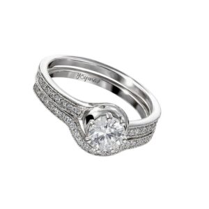 Anillo jacket de compromiso entorchado con circonias plata