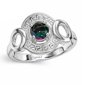 Anillo de circulos diseño grego con circonias plata