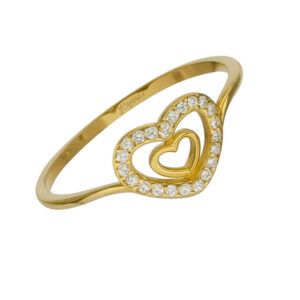 Anillo de promesa con corazón y circonias en el borde oro 10k