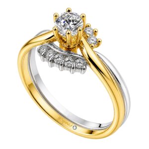 Anillo jacket amor eterno con circonias en plata y oro 10K