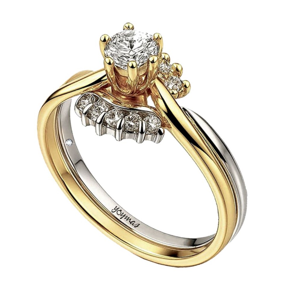 Anillo jacket amor eterno con circonias en plata y oro 10K