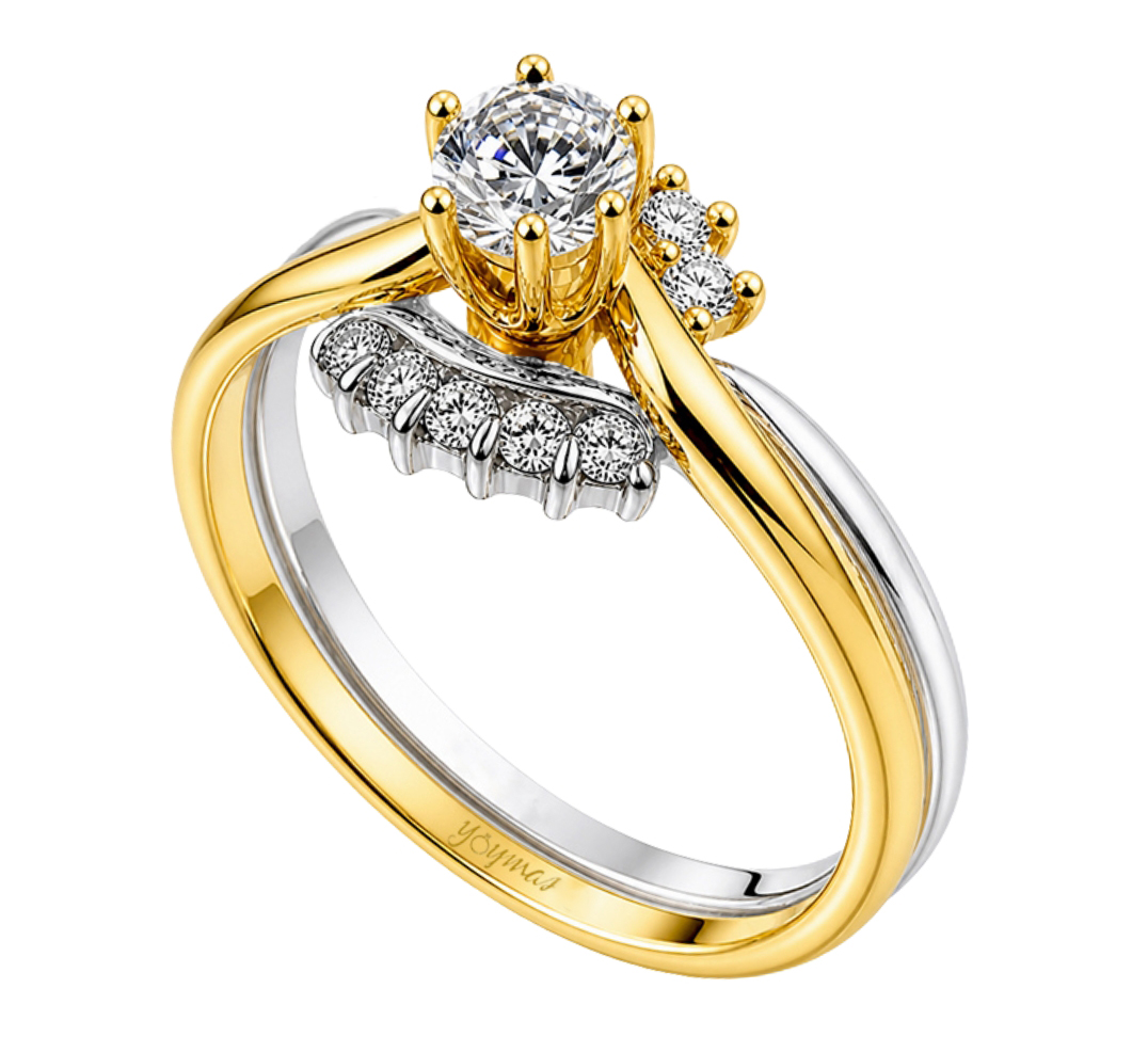 Anillo jacket amor eterno con circonias en plata y oro 10K
