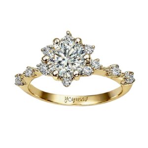 Anillo de compromiso con circonias con montura de flor oro 10K