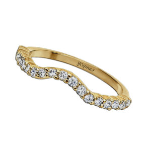 Argolla matrimonial en forma de arco con estrías y circonias oro 10K