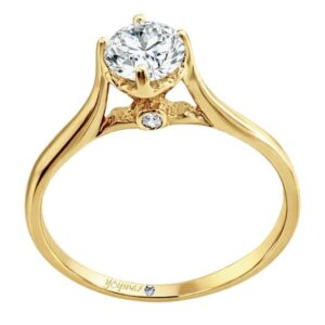 Anillo de compromiso con circonia central y abajo una biselada oro 10K