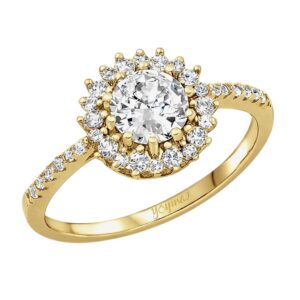 Anillo de compromiso con circonias y halo de circonias en oro 10K