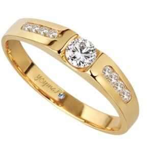 Anillo de compromiso con circonias en canal en oro 10K