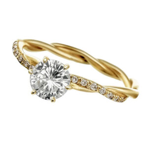 Anillo de compromiso entrelazado con circonias 10K