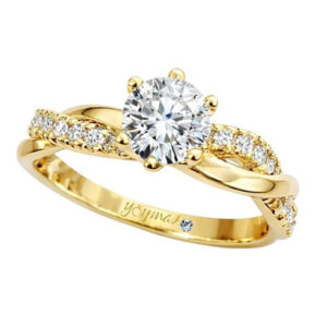 Anillo de compromiso cuerpo entorchado con circonias 10K