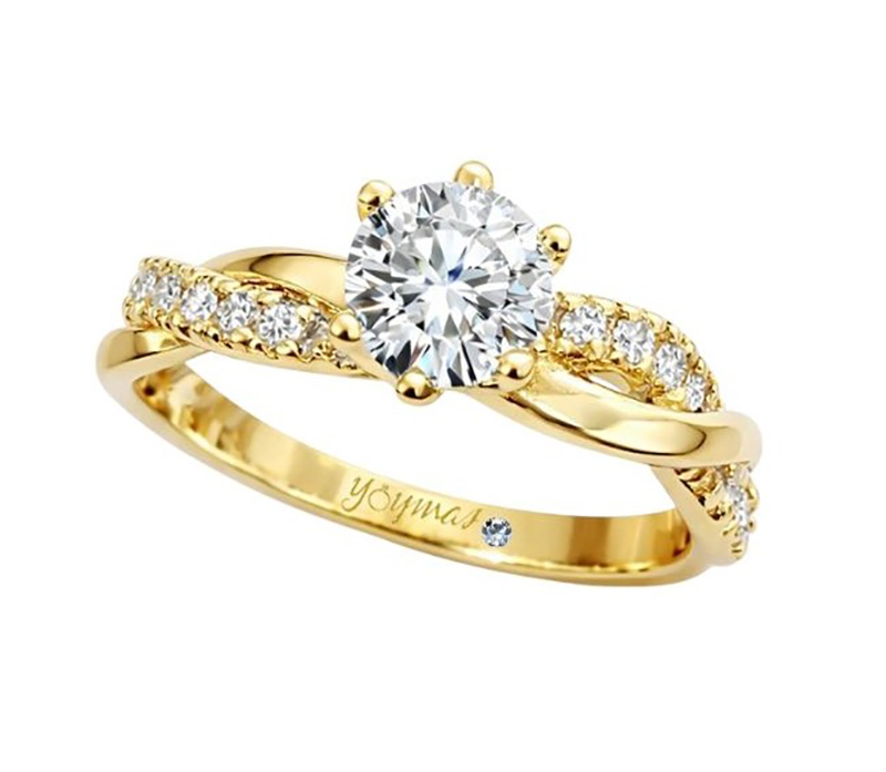 Anillo de compromiso cuerpo entorchado con circonias 10K