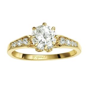 Anillo de compromiso montura simulación de flor con circonias 10K