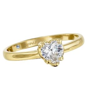 Anillo de promesa con circonia en forma de corazón oro 10K