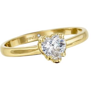 Anillo de promesa con circonia en forma de corazón oro 10K