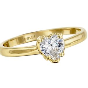 Anillo de promesa con circonia en forma de corazón oro 10K