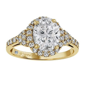 Anillo de compromiso con circonia ovalada central y circonias oro10K