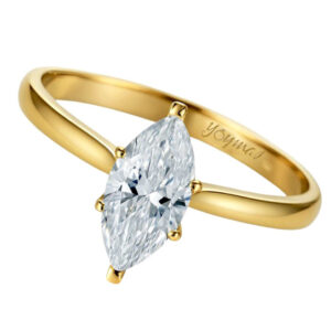 Anillo de compromiso con circonia marquesa central oro 10K