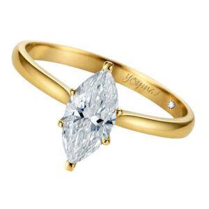 Anillo de compromiso con circonia marquesa central oro 10K