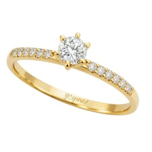 Anillo de compromiso con circonia central 2mm y circonias a laterales oro 10K