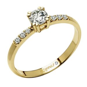 Anillo de compromiso con circonias al frente oro 10K