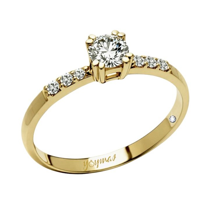 Anillo de compromiso con circonias al frente oro 10K