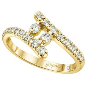 Anillo de compromiso montura encontrada sesgada con circonias al centro oro 10K