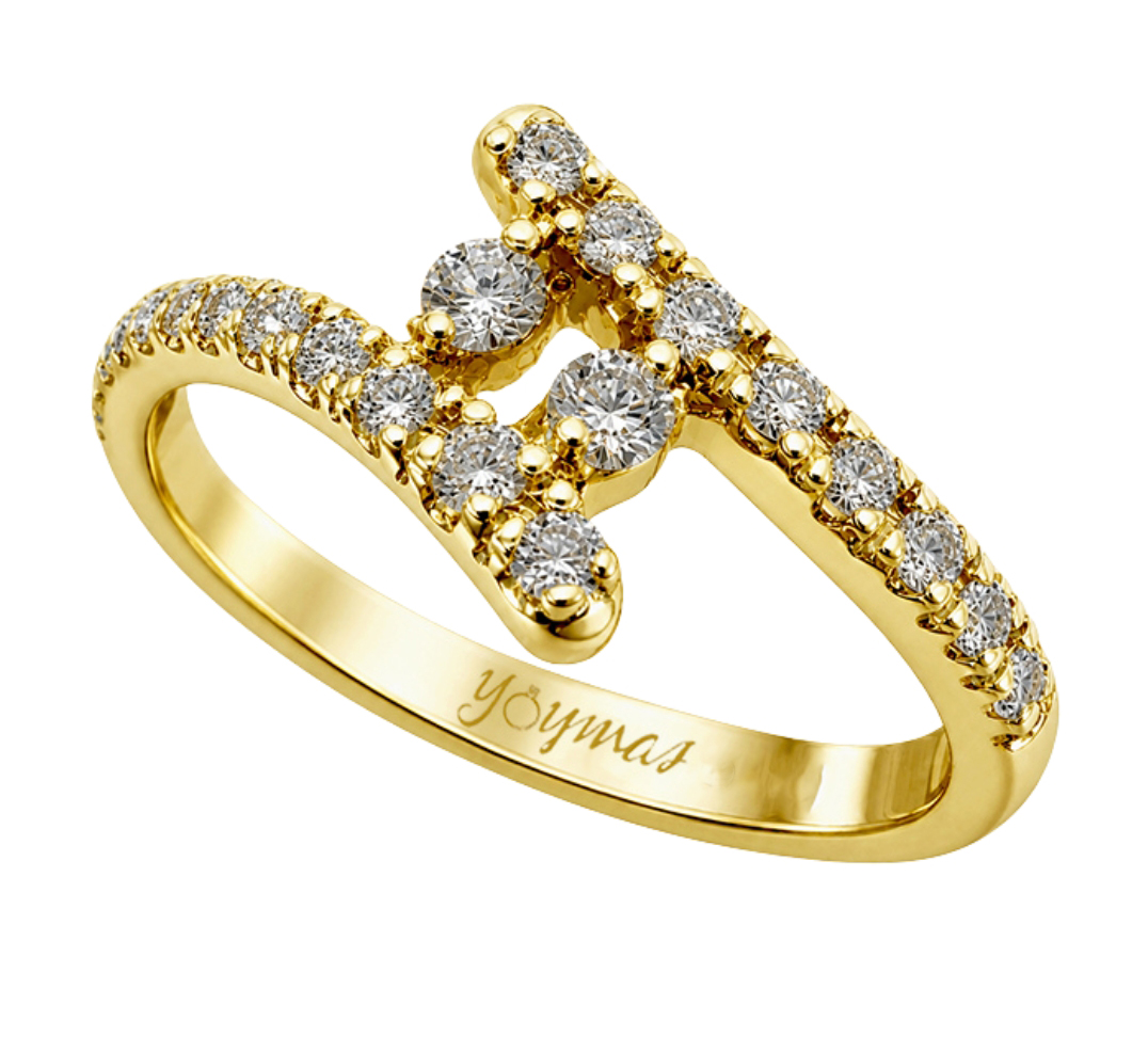 Anillo de compromiso montura encontrada sesgada con circonias al centro oro 10K