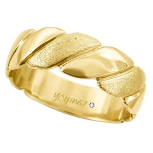 Argolla matrimonial lazo lisa y mateado intercalado 6mm oro 10K
