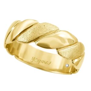 Argolla matrimonial lazo lisa y mateado intercalado 6mm oro 10K