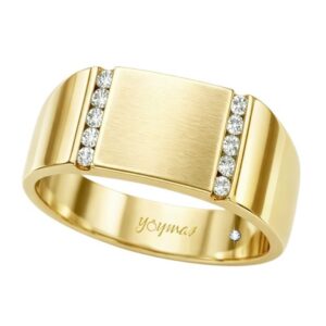 Anillo casual de plancha con circonias a los costados oro 10K