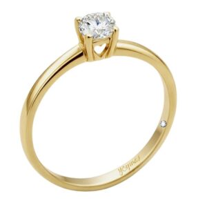 Anillo de promesa con circonia central y corazón calado en la montura oro 14K