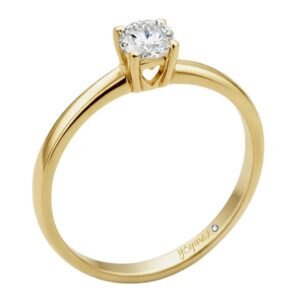 Anillo de promesa con circonia central y corazón calado en la montura oro 10K
