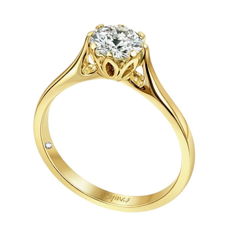 Anillo de compromiso montura de flor calada con circonia oro 10K