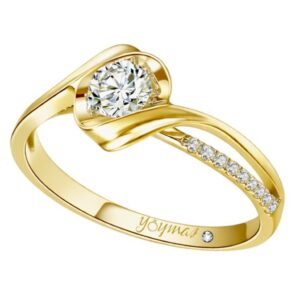 Anillo de compromiso montura cruzada en onda con circonias oro 10K