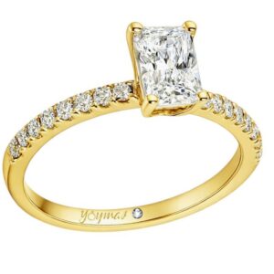 Anillo de compromiso con circonia Baguette y circonias a los laterales oro 10K