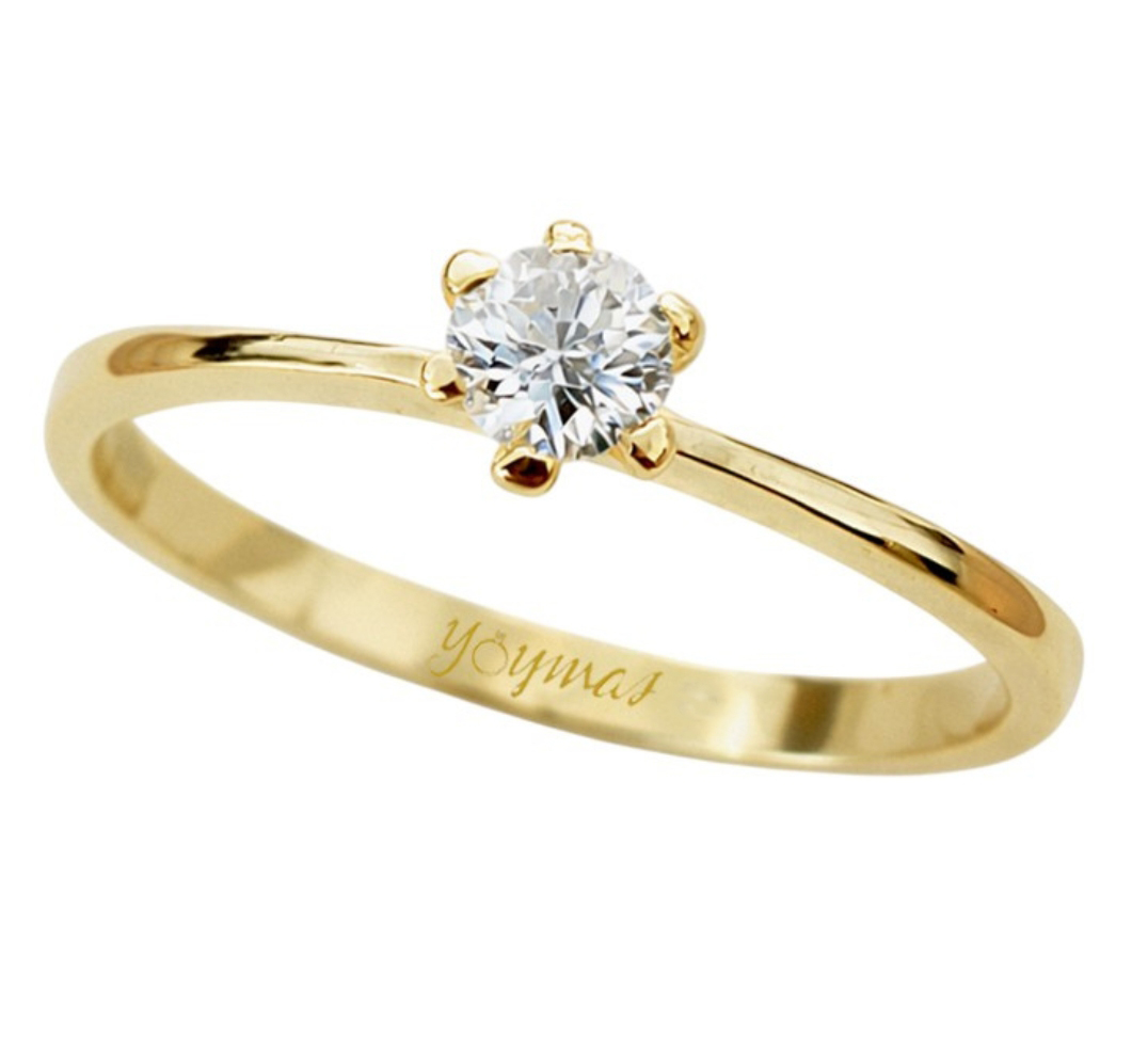 Anillo de compromiso con circonia central de 3mm oro 10K