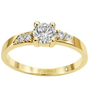 Anillo de compromiso con circonia de 3mm y 2 circonia a cada lateral oro 10K