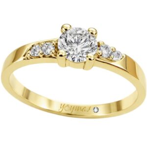 Anillo de compromiso con circonia de 3mm y 2 circonia a cada lateral oro 10K