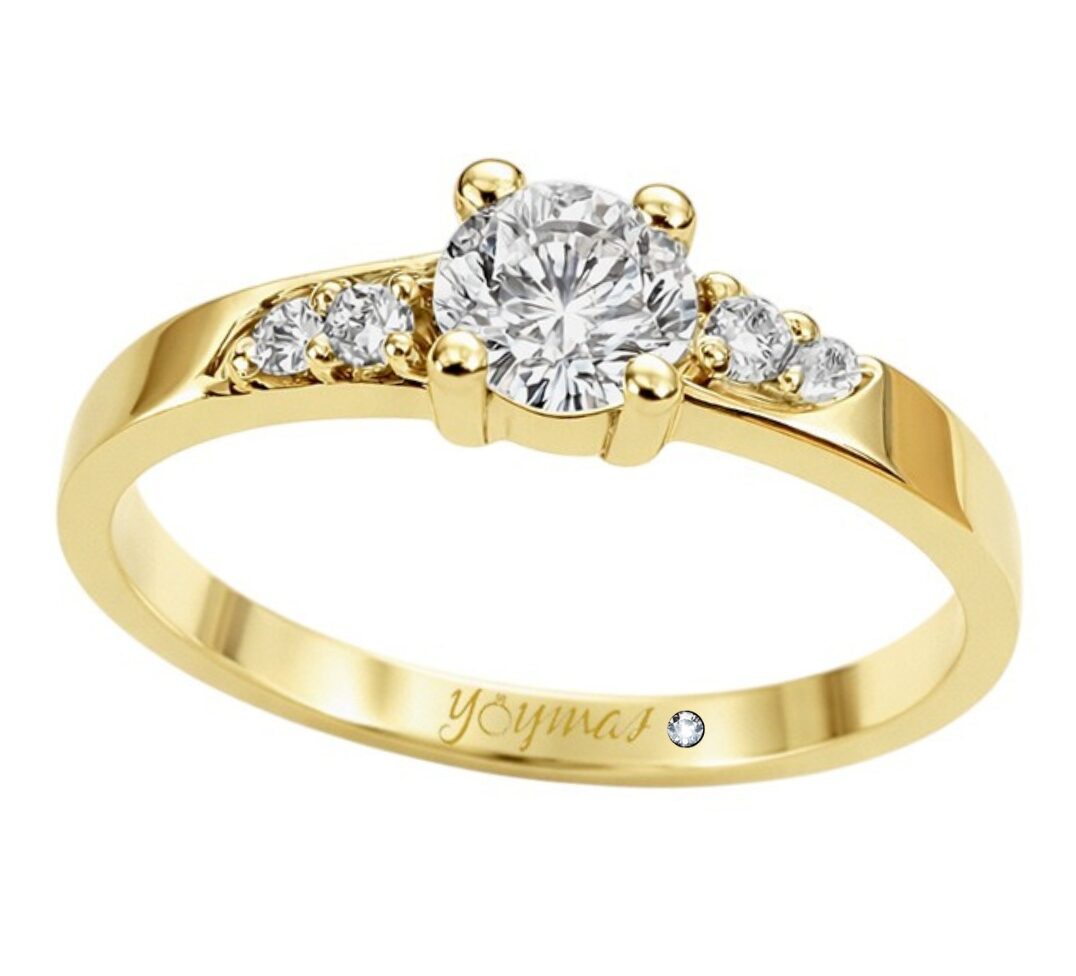 Anillo de compromiso con circonia de 3mm y 2 circonia a cada lateral oro 10K