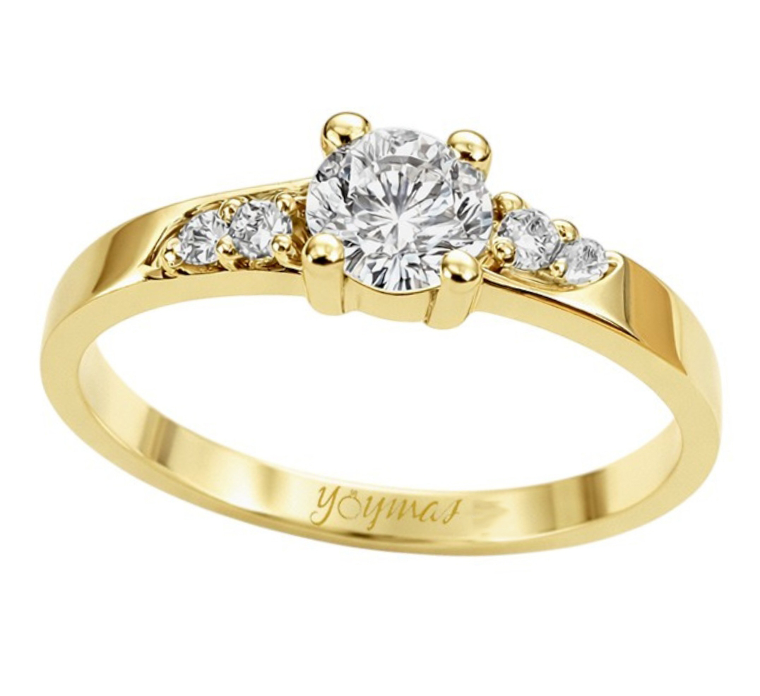 Anillo de compromiso con circonia de 3mm y 2 circonia a cada lateral oro 10K