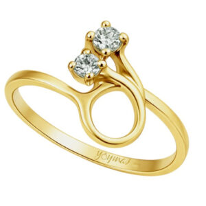 Anillo casual montura de liston con 2 circonias oro 10K