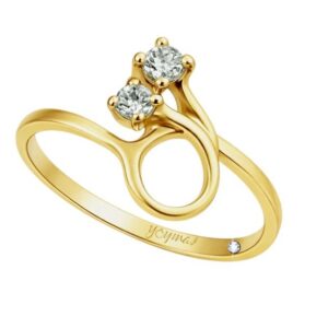 Anillo casual montura de liston con 2 circonias oro 10K