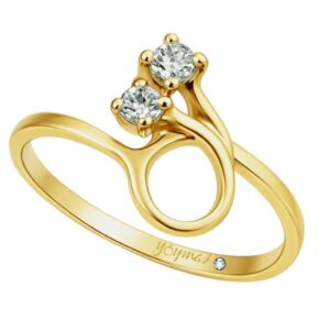 Anillo casual montura de liston con 2 circonias oro 10K