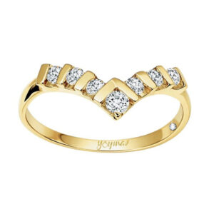 Argolla matrimonial en forma de "V" con circonias oro 10K